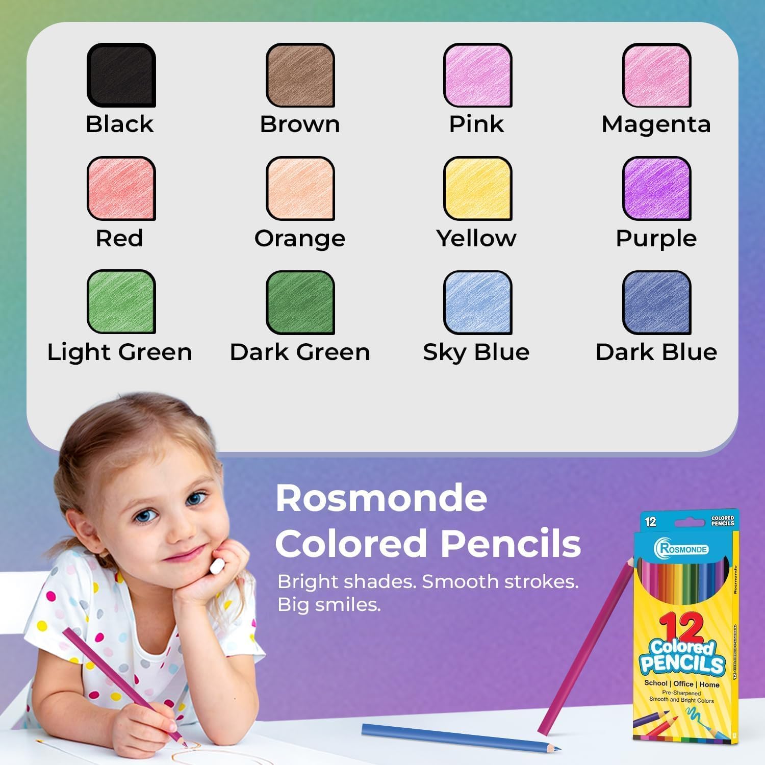 Rosmonde Bulk Colored Pencils 500 Pack (6000 Pencils), Pre Sharpened 12 Color Set, Easy Hold Classroom Art Supplies, Perfect for Schools, Teachers, Drawing, Crafts & Back-to-School Projects