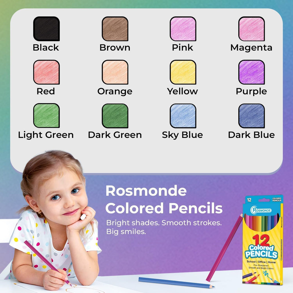 Rosmonde 2000 Pack Colored Pencils Bulk Set (24000 Pencils), 12 Vibrant Pre Sharpened Colors Set, Easy Grip, Easy Use, Bulk Art Supply for Schools, Teachers, Craft Rooms & Classroom Stocking