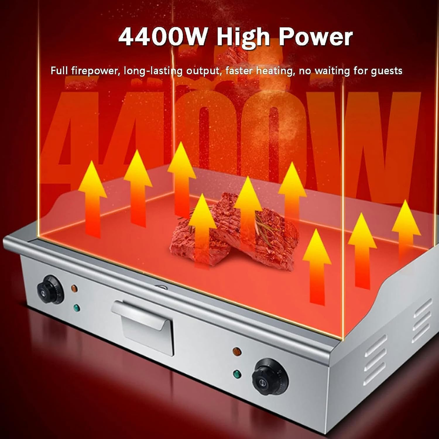Commercial Electric Countertop Griddle,Flat Top Grill Hot Plate BBQ,4400W Stainless Steel Grill,For Kitchen Und Restaurant