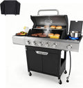 Endark Upgraded 58,500 BTU 5-Burner Stainless Steel Propane Gas Grill – Outdoor BBQ Grill with Side Burner & Porcelain Grates, Barbecue Grill Wheeled for Patio, Garden, Backyard