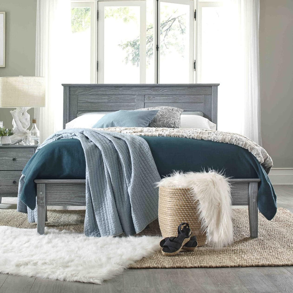 Grain Wood Furniture Greenport Solid Wood Platform Bed, Queen Size, Brushed Grey