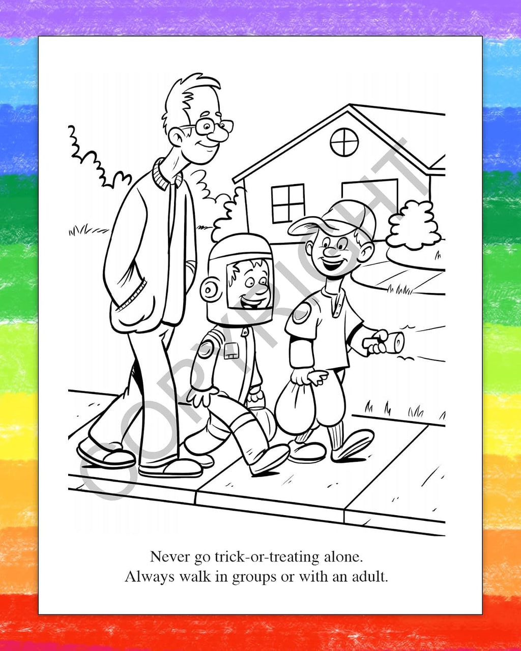 ZOCO – Halloween Safety Custom Coloring Books (250 Bulk Pack, Without Crayons) – Gifts, Treat, Goodie Bag Filler, Party Favors – Law Enforcement Handout for Kids