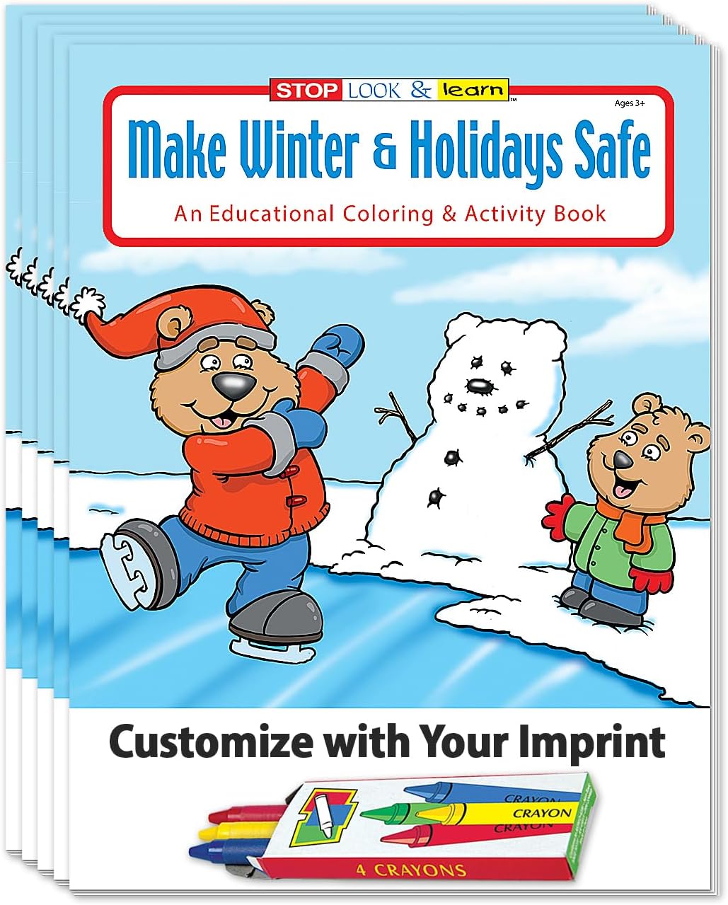 ZOCO – Make Winters & Holidays Safe - Custom Coloring Books (250 Bulk Pack, with Crayons) – Holiday Activity Books for Kids, Stocking Stuffers, Xmas Party Favors, Sunday School, Made in USA