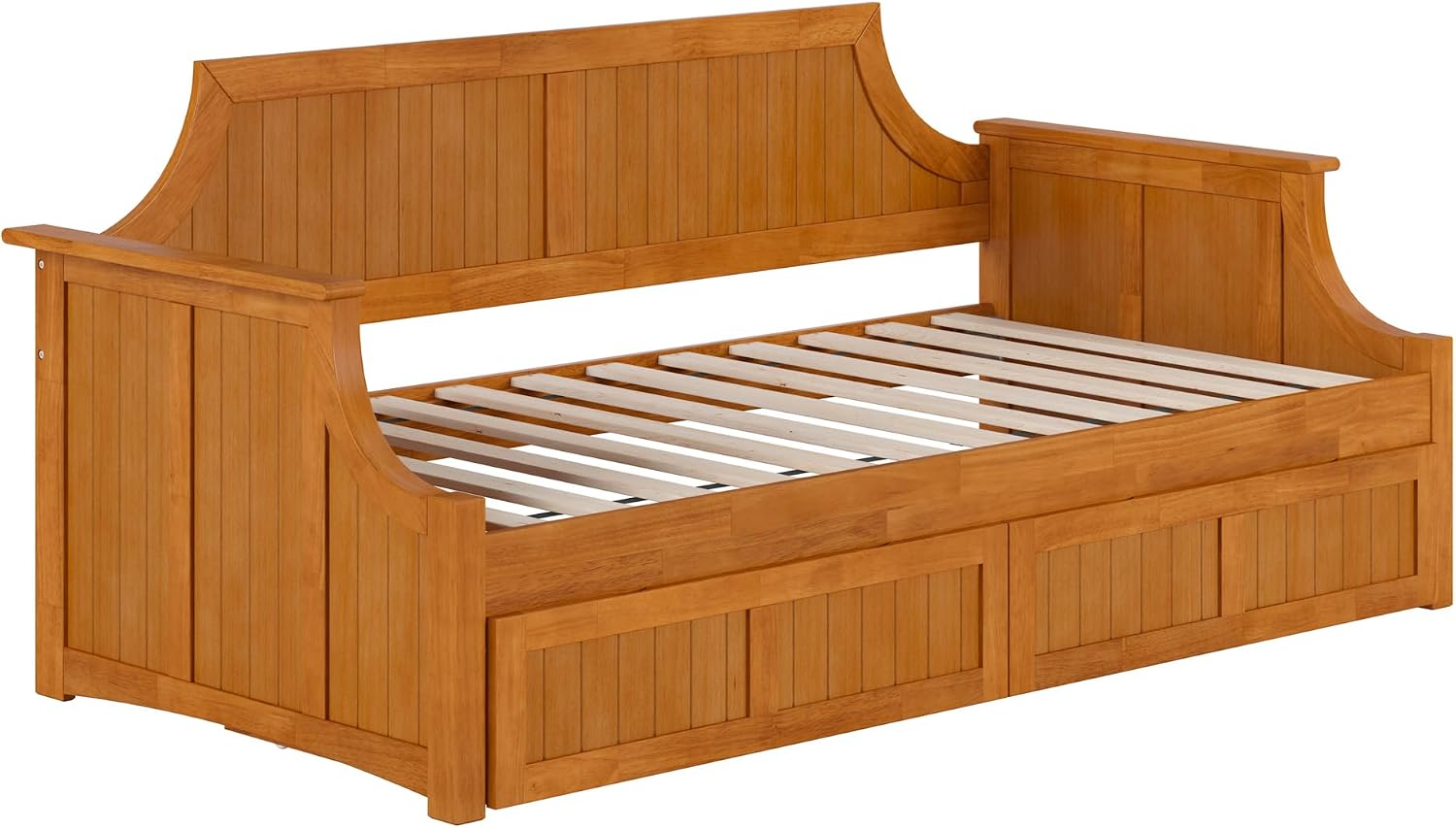 AFI, Cambridge Twin Size Wood Daybed Frame with 2 Storage Drawers, Light Toffee
