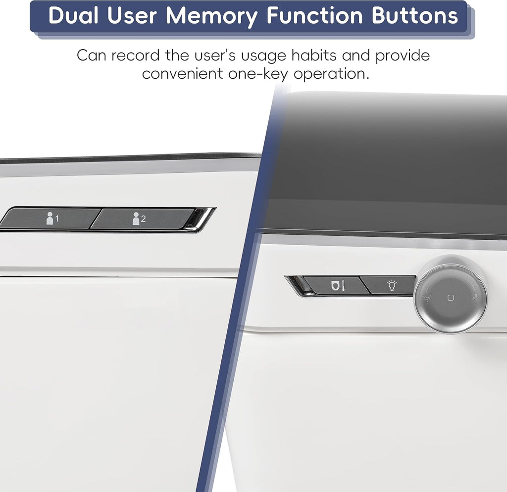 Tankless Smart Toilet with Bidet Built In, Auto Open & Close, Wider Bidet with Heated Seat, Warm Water and Dry, Foot Sensor, LED Display, Remote Control