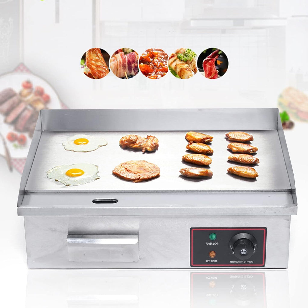 110V 3000W 22' Commercial Electric Countertop Griddle, Portable Flat Top Grill Hot Plate, Adjustable Thermostatic Control, Stainless Steel Restaurant Grill for Kitchen