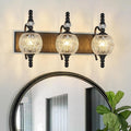 Modern Crystal Bathroom Vanity Lights Fixtures Over Mirror Black Vintage 3-Lights 20 Inch Bathroom Light Fixtures Glass Crystal Vanity Lights
