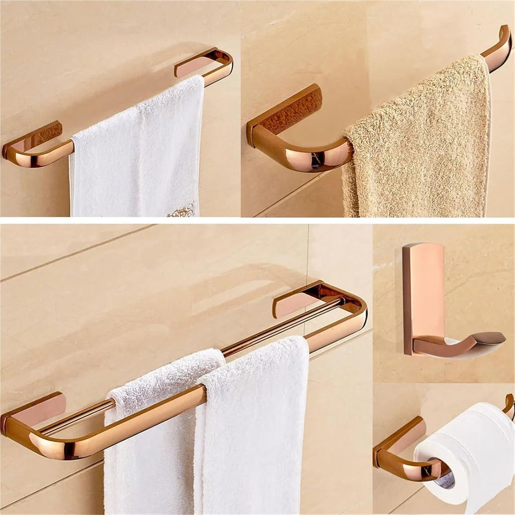 Bathroom Hardware Set Rose Gold Brass Robe Hook Towel Rail Rack Bar Tissue Paper Holder Accessories Wall Mount Lzh105(Towel Ring)