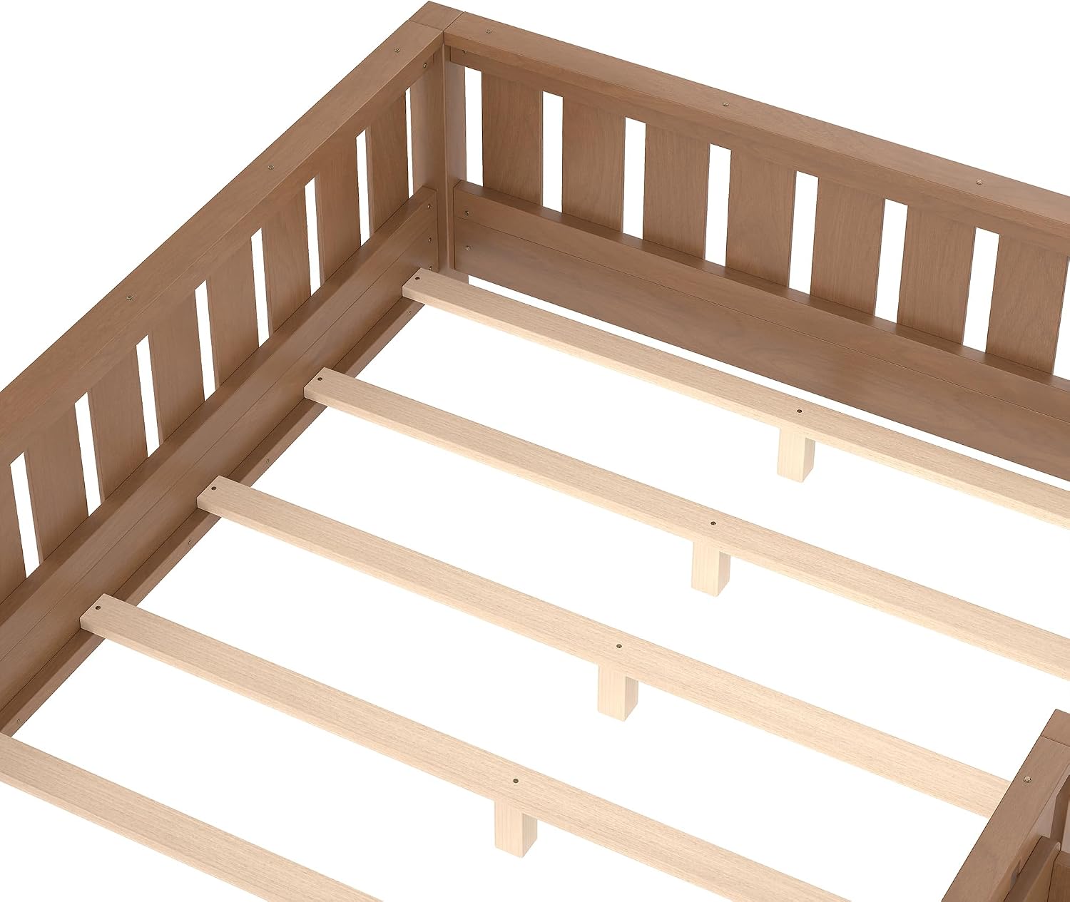 Bellemave Full Size Floor Bed with Slats and Safety Guardrail