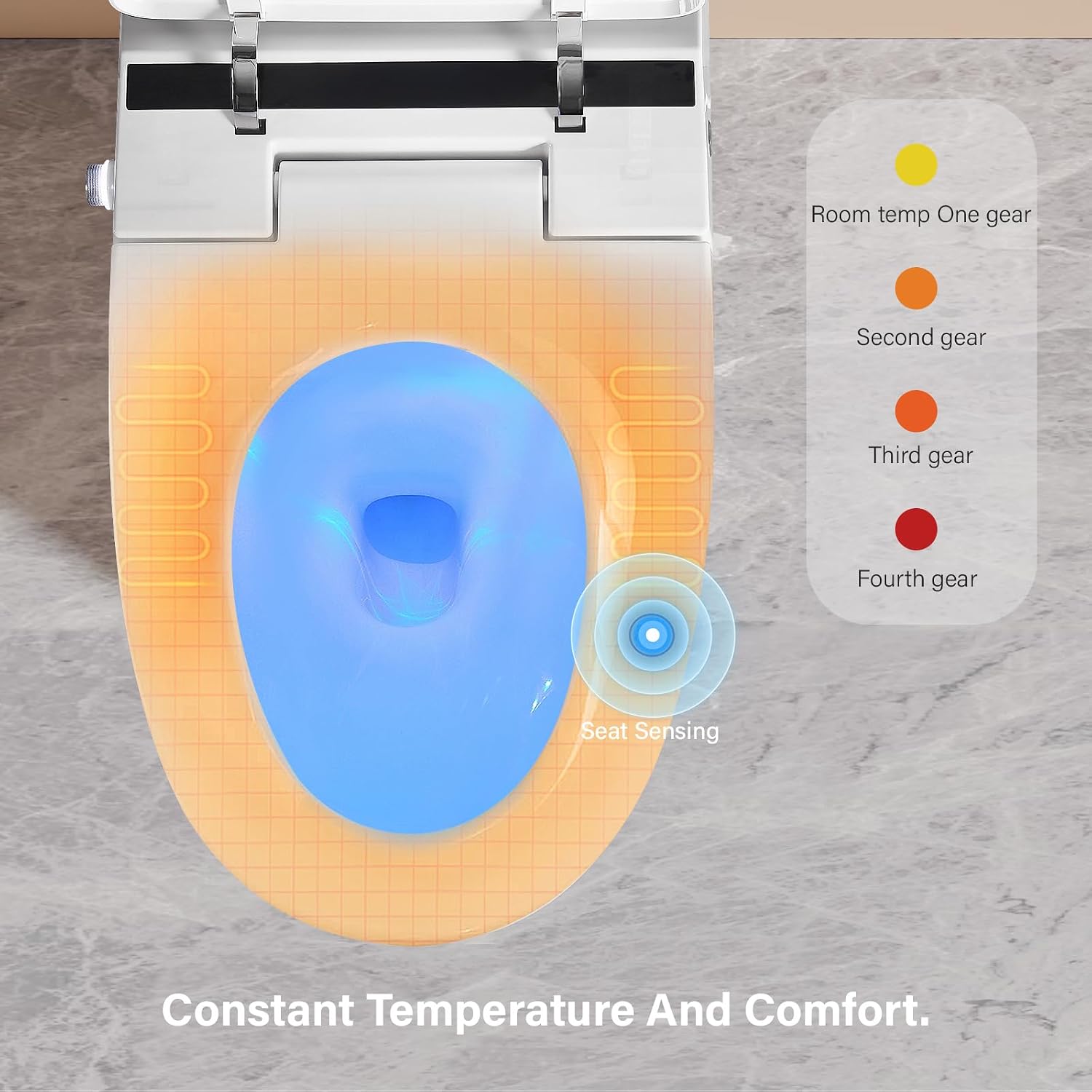 Vanity Art Smart Toilet with Bidet, 1-Piece Toilet with Heated Seat, 1.28 GPF Elongated toilet in White w/Auto Flush, Seating Sensor, Foot Induction Flush VAST68A1
