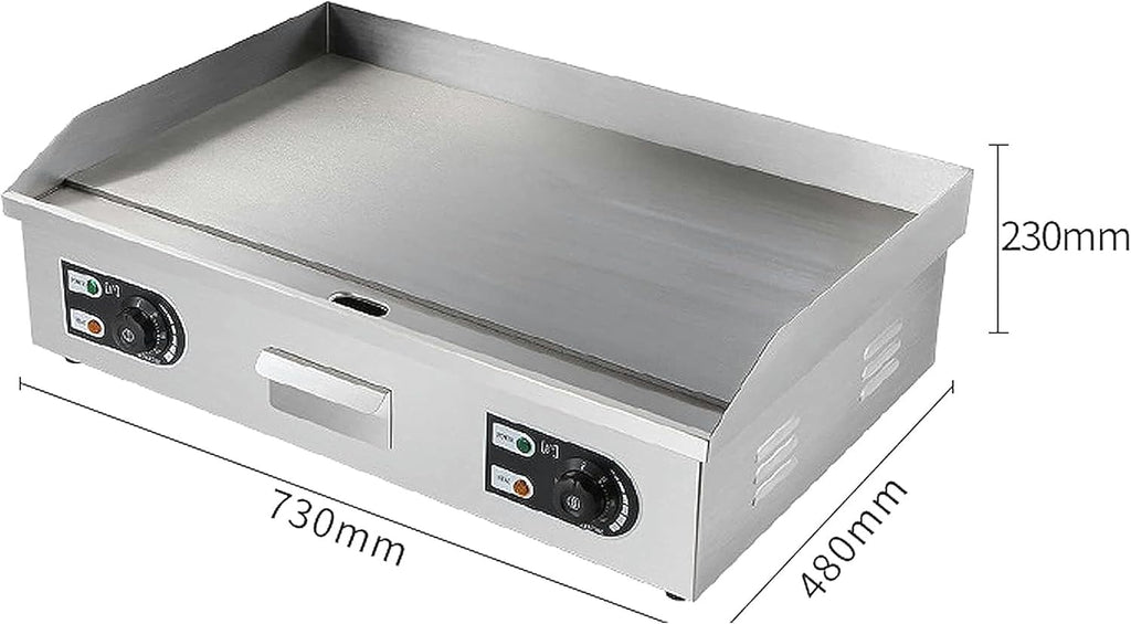 4400W Electric Countertop Griddle, Commercial Stainless Steel Flat Top Grill with Adjustable Temperature Control (122°F-572°F), for Kitchen, Restaurant, BBQ