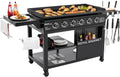 6-Burner Propane Gas Grill Griddle with Foldable Side Tables, 44-Inch Flat Top Grill with Double-Layer Bottom, Ideal for Outdoor Cooking, Black, GB6000-SC