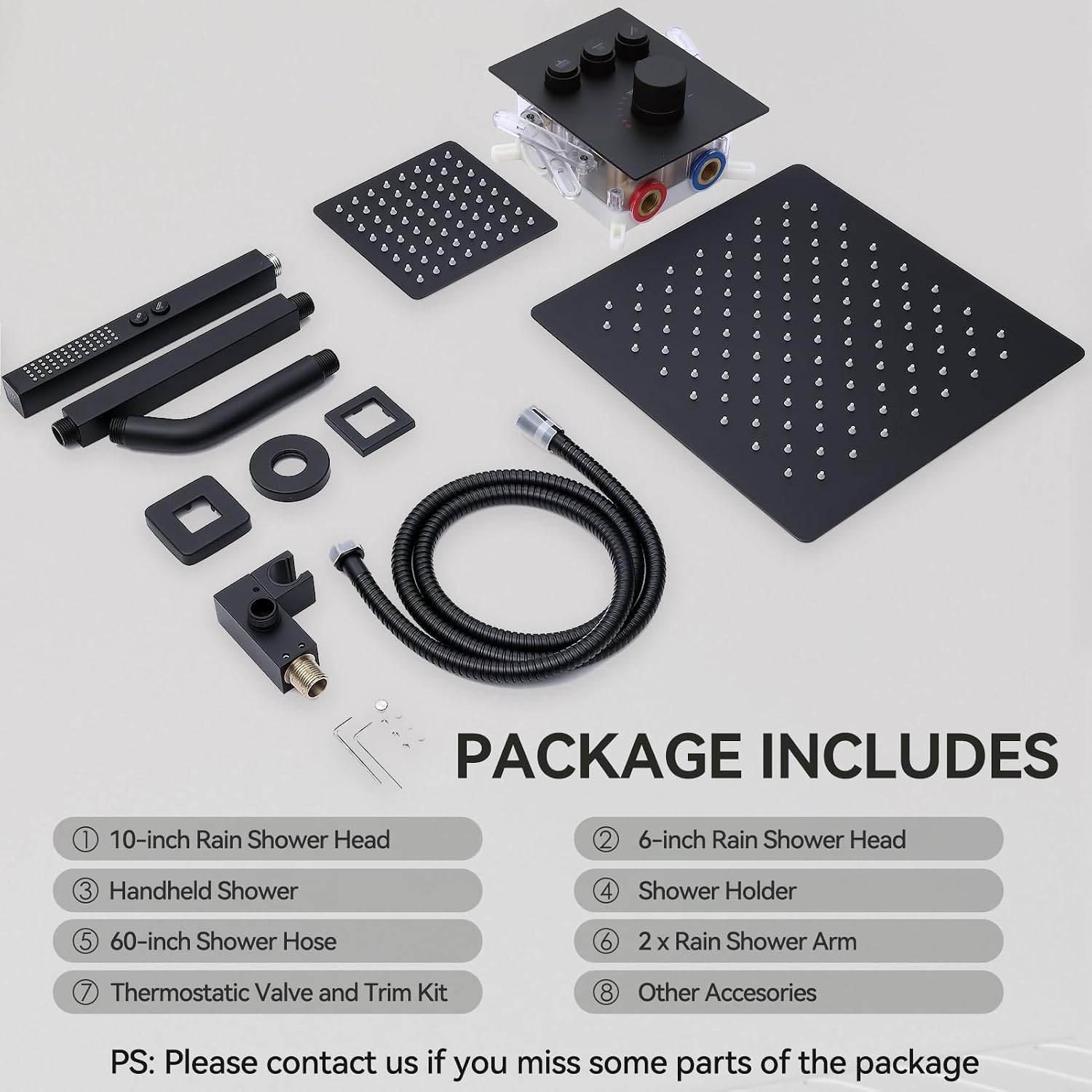 Thermostatic Shower System Matte Black Push Button Shower Faucet Set,12' Ceiling Rainfall and 6' Wall Mount Rain Shower with 2 in 1 Handhled, Can Use All at Once, Shower Set with Valve and Trim Kit