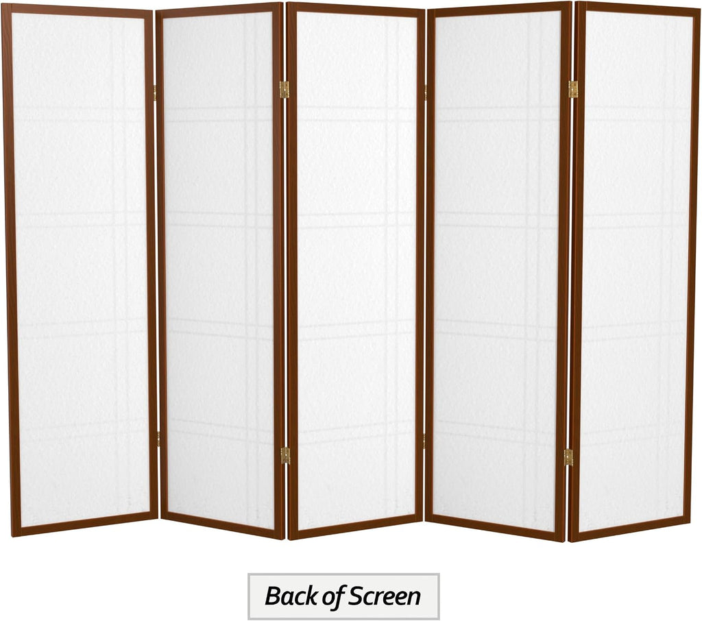 Red Lantern 5 ft. Tall Double Cross Shoji Screen - Walnut - 5 Panels