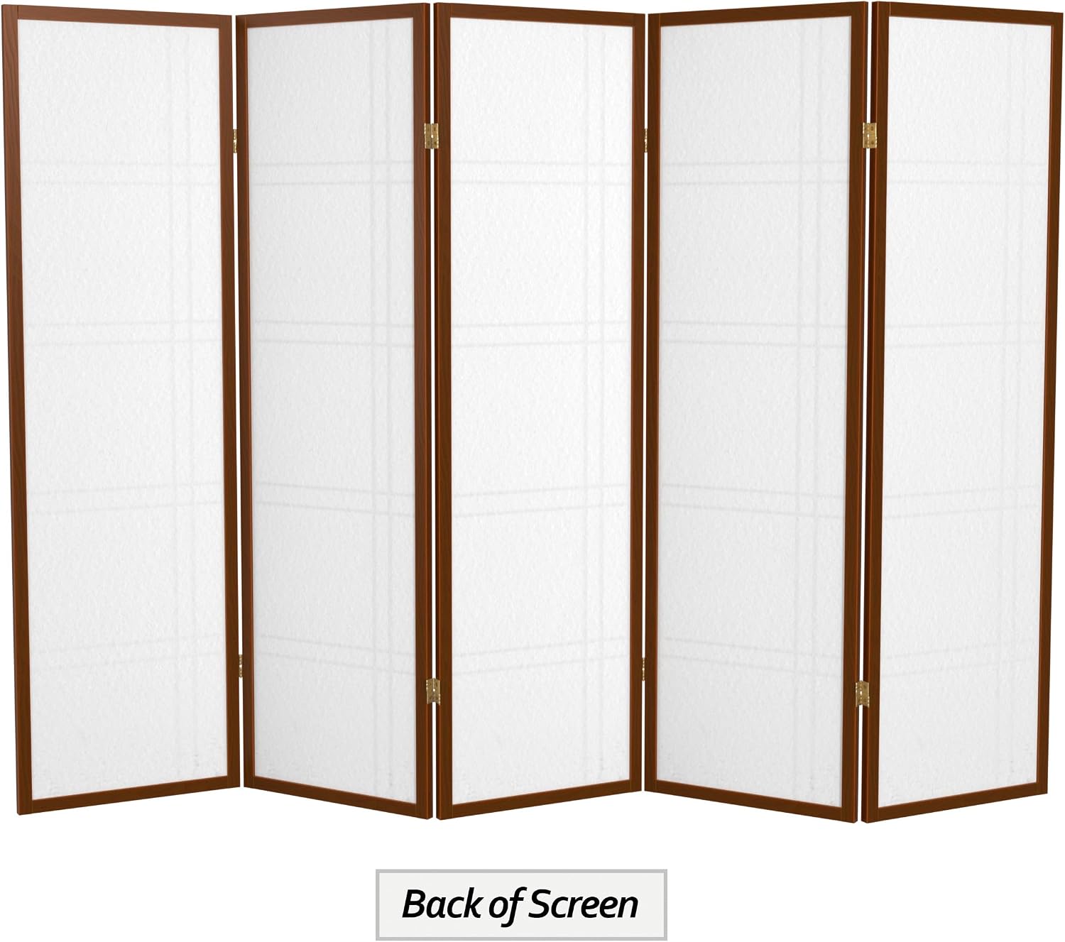 Red Lantern 5 ft. Tall Double Cross Shoji Screen - Walnut - 5 Panels