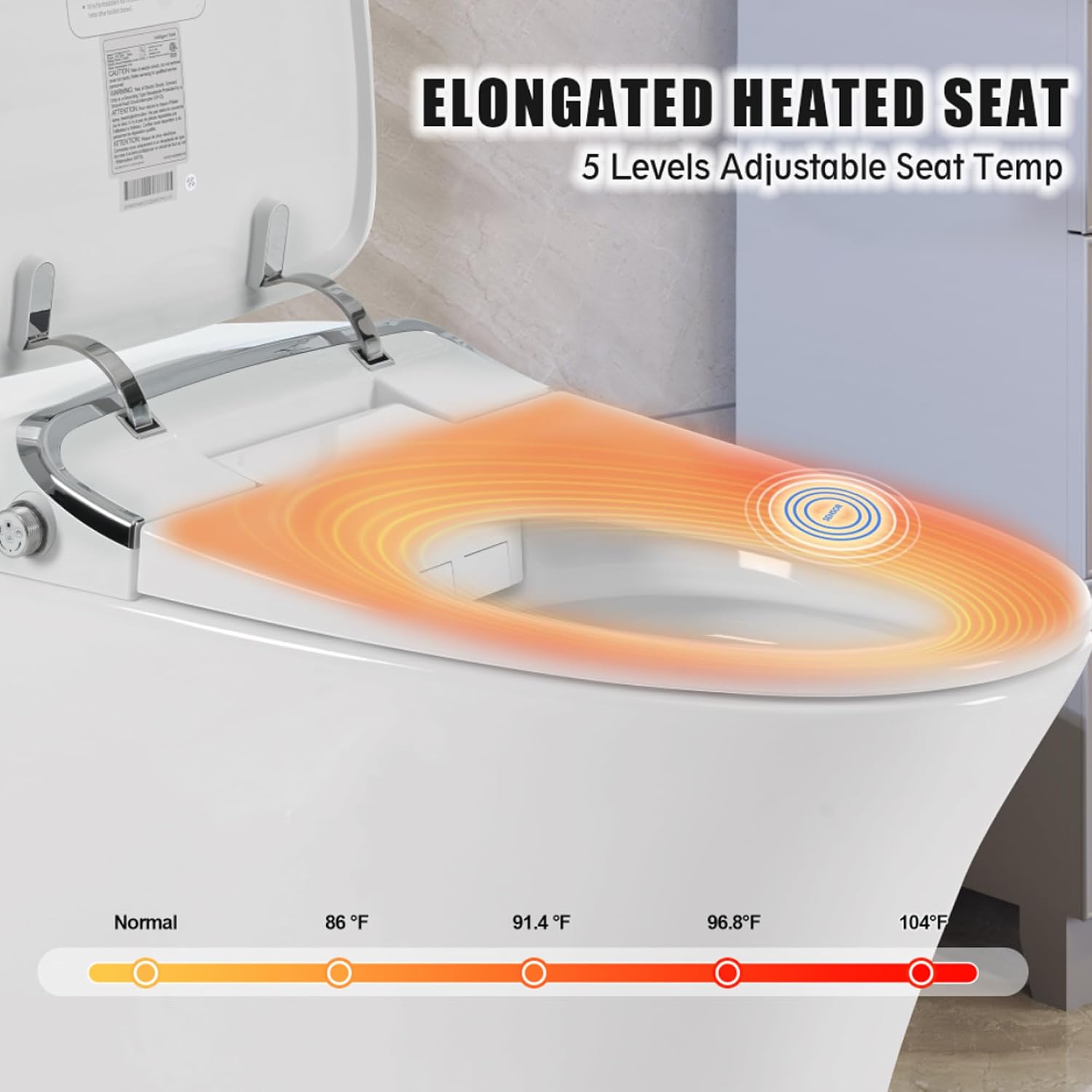 Luxury Smart Toilet with Dryer and warm water, Elongated Bidet Toilet with Heated Seat, with Remote Control, LED Night Light, Power Outage Flushing, Soft Close Cover,Whit JZ326