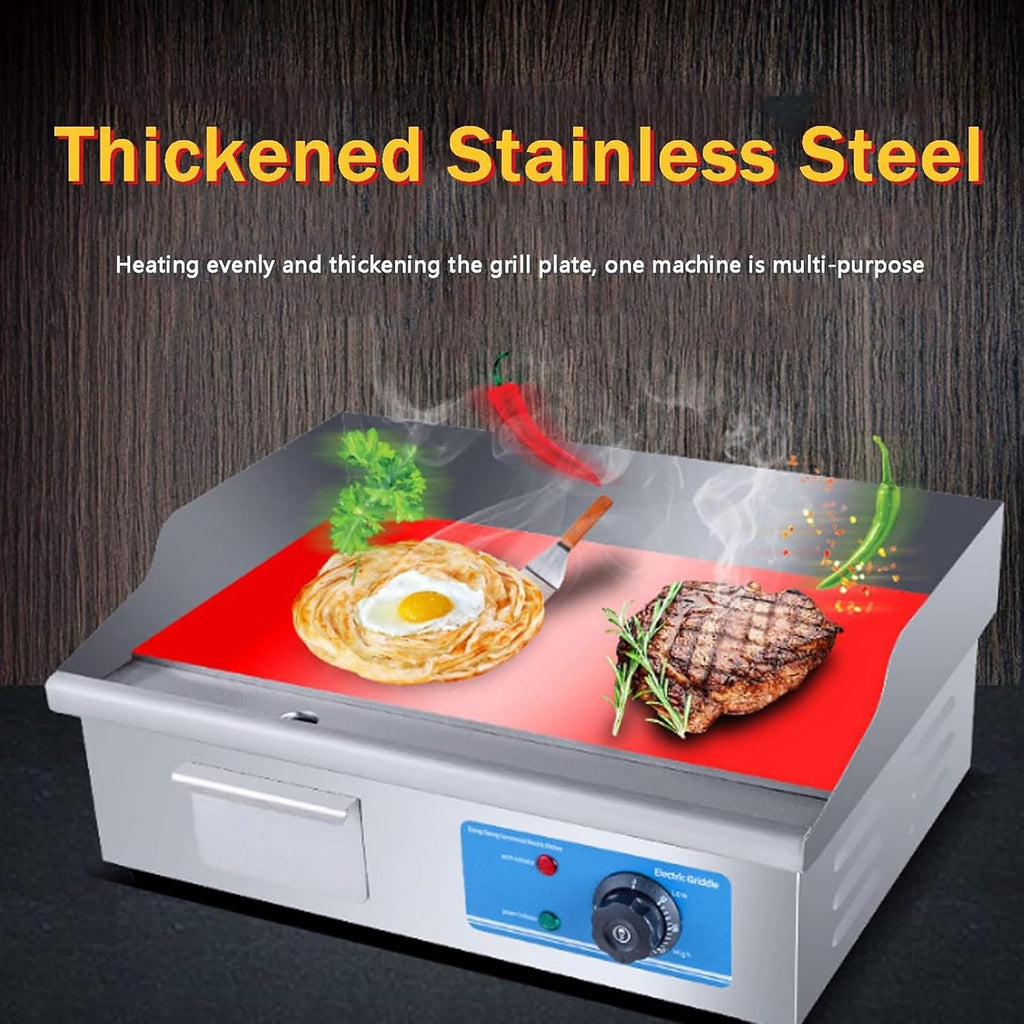Commercial Griddle Electric Countertop Griddle Flat Top Grill Hot Plate BBQ Commercial Grill with Large Cooking Surface & Adjustable Temperature Control for Restaurant Grill & Kitchen,820