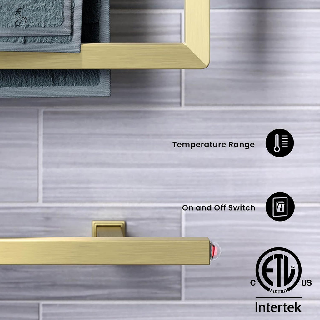Swiss Madison Voltaire 5-Bar Electric Towel Warmer Heated Towel Racks for Bathroom in Brushed Gold