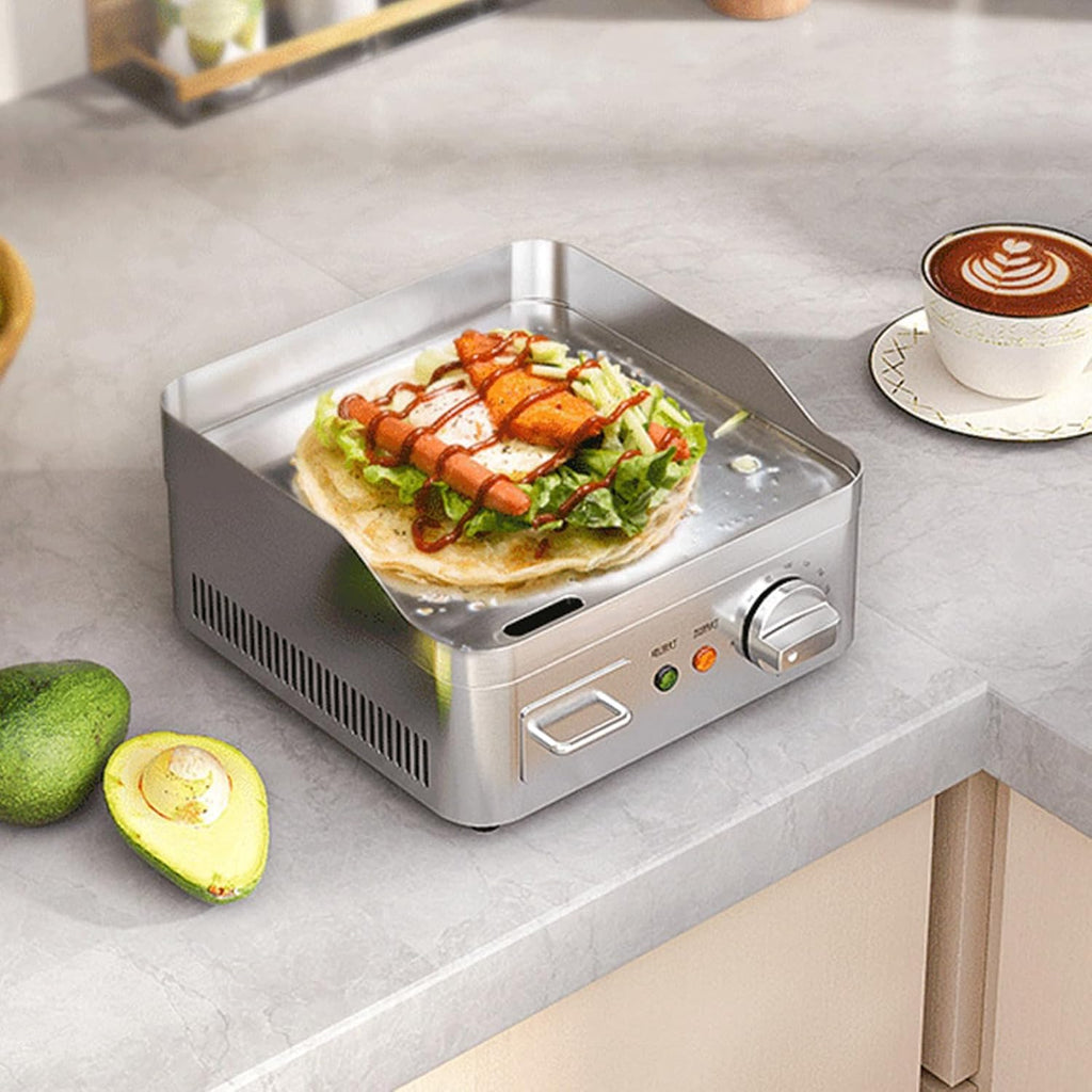 13.7' Electric Griddle, Commercial Electric Countertop Griddle Grill, Non-Stick Stainless Steel Flat Top Grills for Kitchen Restaurant Indoor with Adjustable Temperature Control 2000W 220V