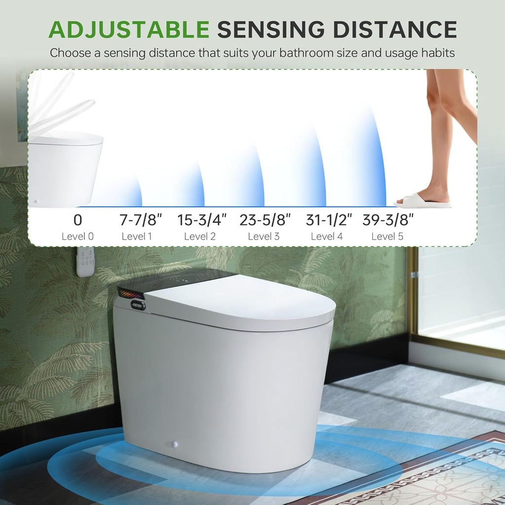WOODBRIDGE Bidet Smart Toilet with Ultra-quiet&Quick Flush,1000g MaP Flush Score,Foam Shield,ADA Comfort Height,Auto Open/Close,Blackout Flush,Ambient Light,Heated Seat with Fragrance System,GT076