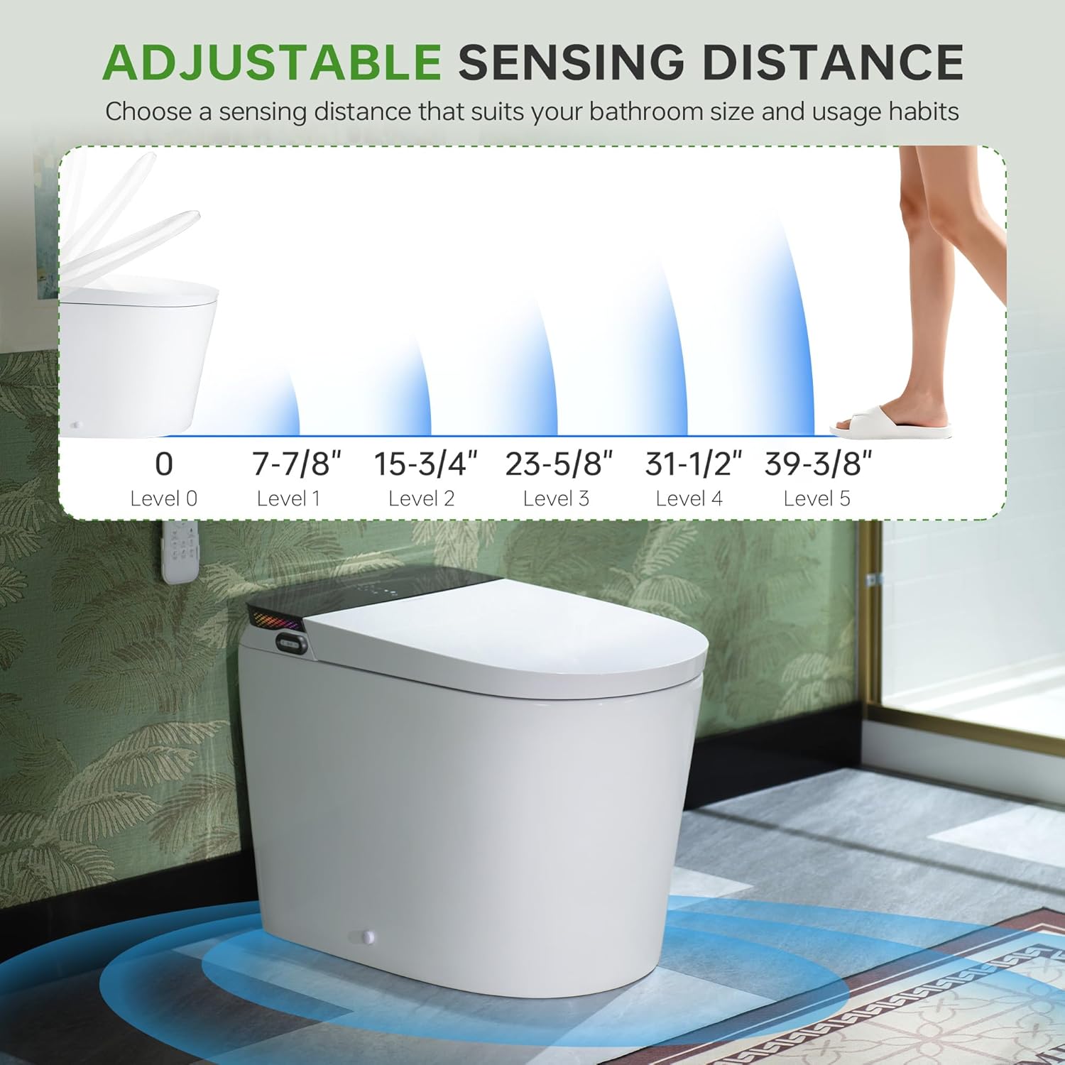 WOODBRIDGE Bidet Smart Toilet with Ultra-quiet&Quick Flush,1000g MaP Flush Score,Foam Shield,ADA Comfort Height,Auto Open/Close,Blackout Flush,Ambient Light,Heated Seat with Fragrance System,GT076