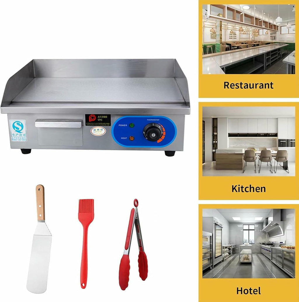 21' Commercial Electric Griddle, Electric Flat Top Grill, 3000W Countertop Griddle for Restaurant with Shovels and Brushes