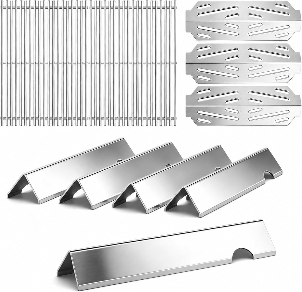 QuliMetal SUS304 18.75' Grill Grates with 66032 Flavorizer Bars & Heat Deflectors for Weber Genesis II 300 /LX 300, GS4 Genesis II E-310 E-315 S-335 Series Gas Grill, 66795 66095 66040 Grill Parts