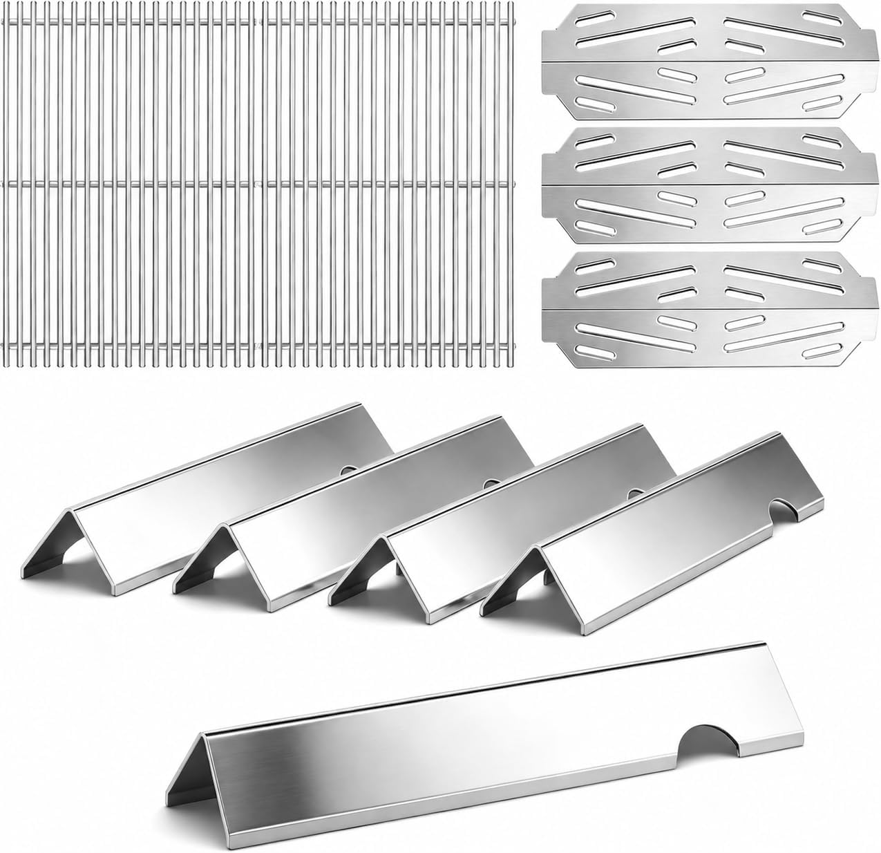 QuliMetal SUS304 18.75' Grill Grates with 66032 Flavorizer Bars & Heat Deflectors for Weber Genesis II 300 /LX 300, GS4 Genesis II E-310 E-315 S-335 Series Gas Grill, 66795 66095 66040 Grill Parts