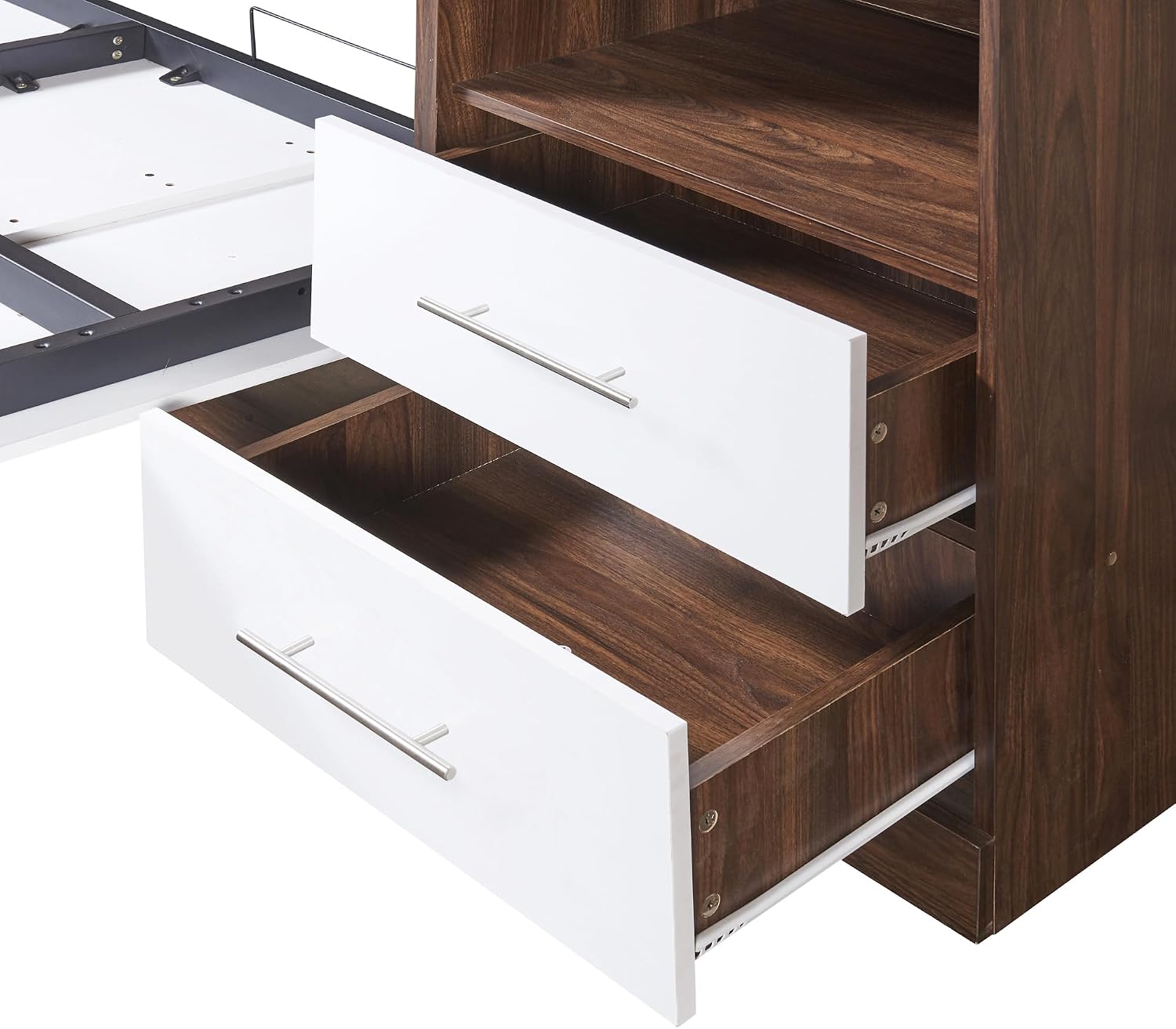 SOFTSEA Full Murphy Bed Cabinet Wood Wall Bed with Storage Can be Folded into Cabinet for Small Space