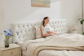 Kingfun Tufted Upholstered King Size Bed Headboard in Modern Button Design, Adjustable Solid Wood Head Board, Premium Velvet Fabric Padded Headboards in Bedroom (White)