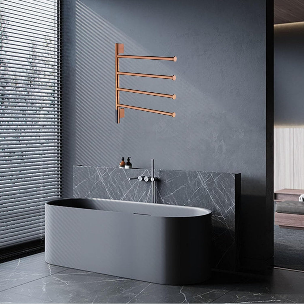 Heated Towel Racks Rotatable, Electric Towel Warmer for Bathroom Wall Mounted with Timer/Temperature Control,Rose Gold