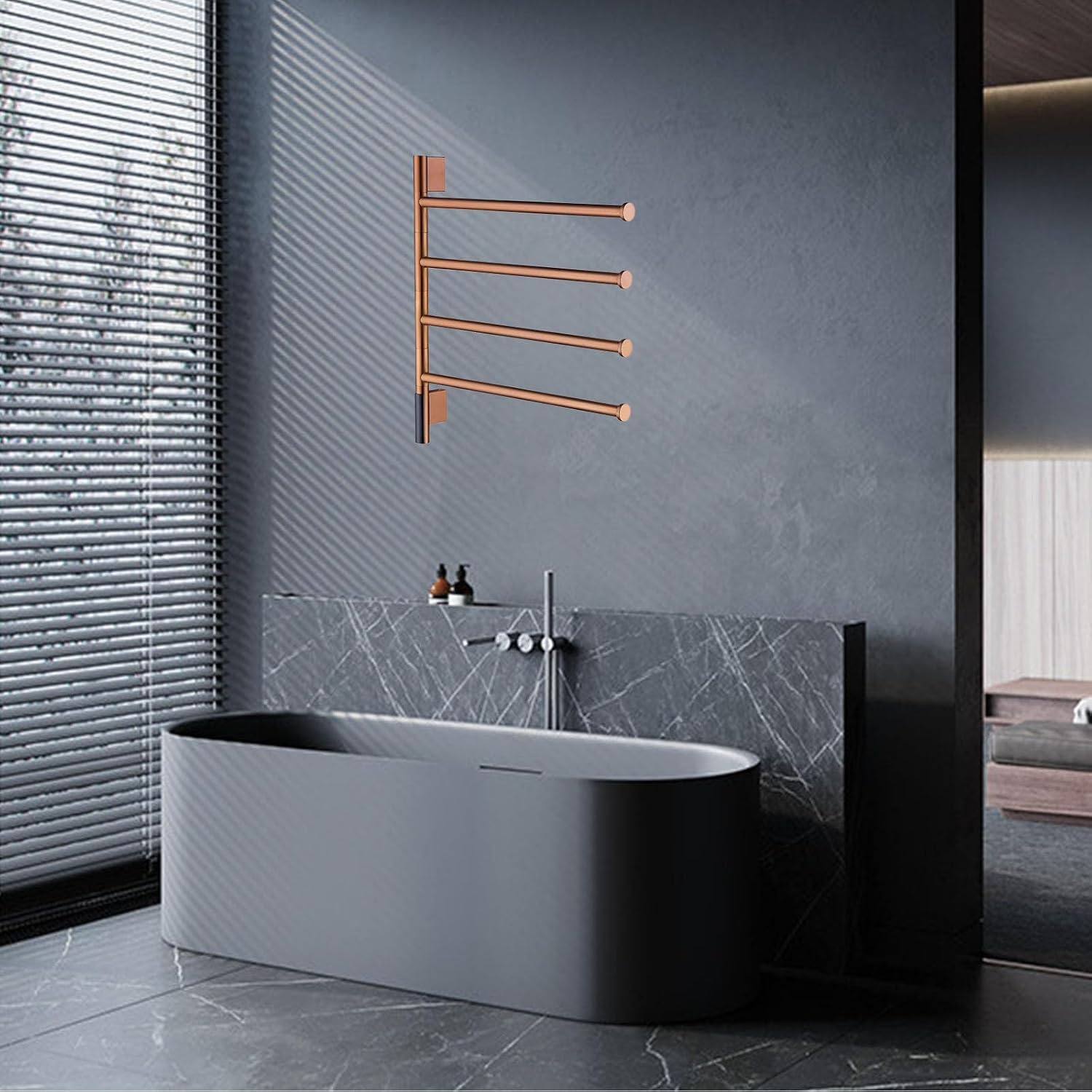 Heated Towel Racks Rotatable, Electric Towel Warmer for Bathroom Wall Mounted with Timer/Temperature Control,Rose Gold