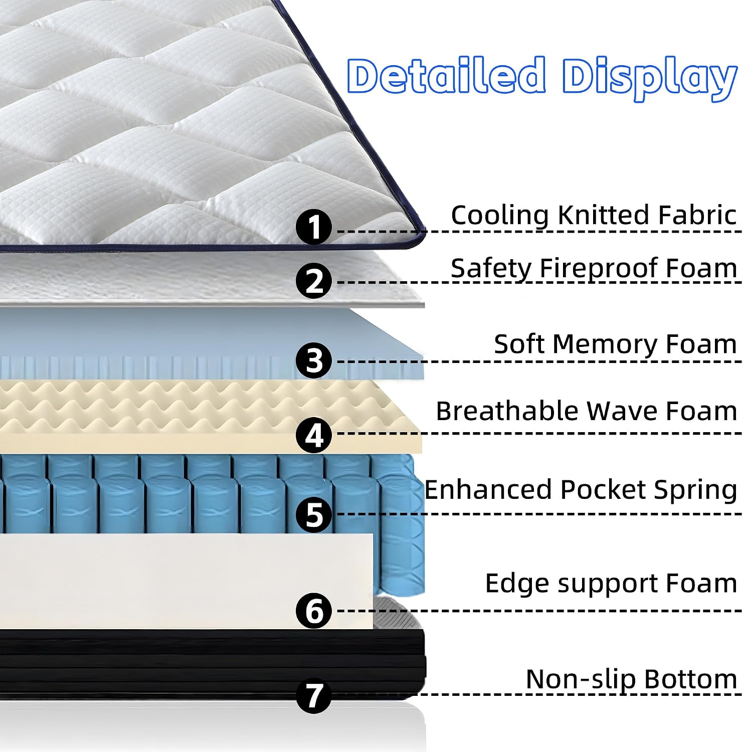 Dolonm Full Size Bamboo Bed Frame with 10' Mattress-Medium Hybrid Firm, Japanese Joinery Bed Frame and Mattress Set, Certipur-US Certified Pocket Spring, Pressure Relief, and Motion Isolation（Walnut