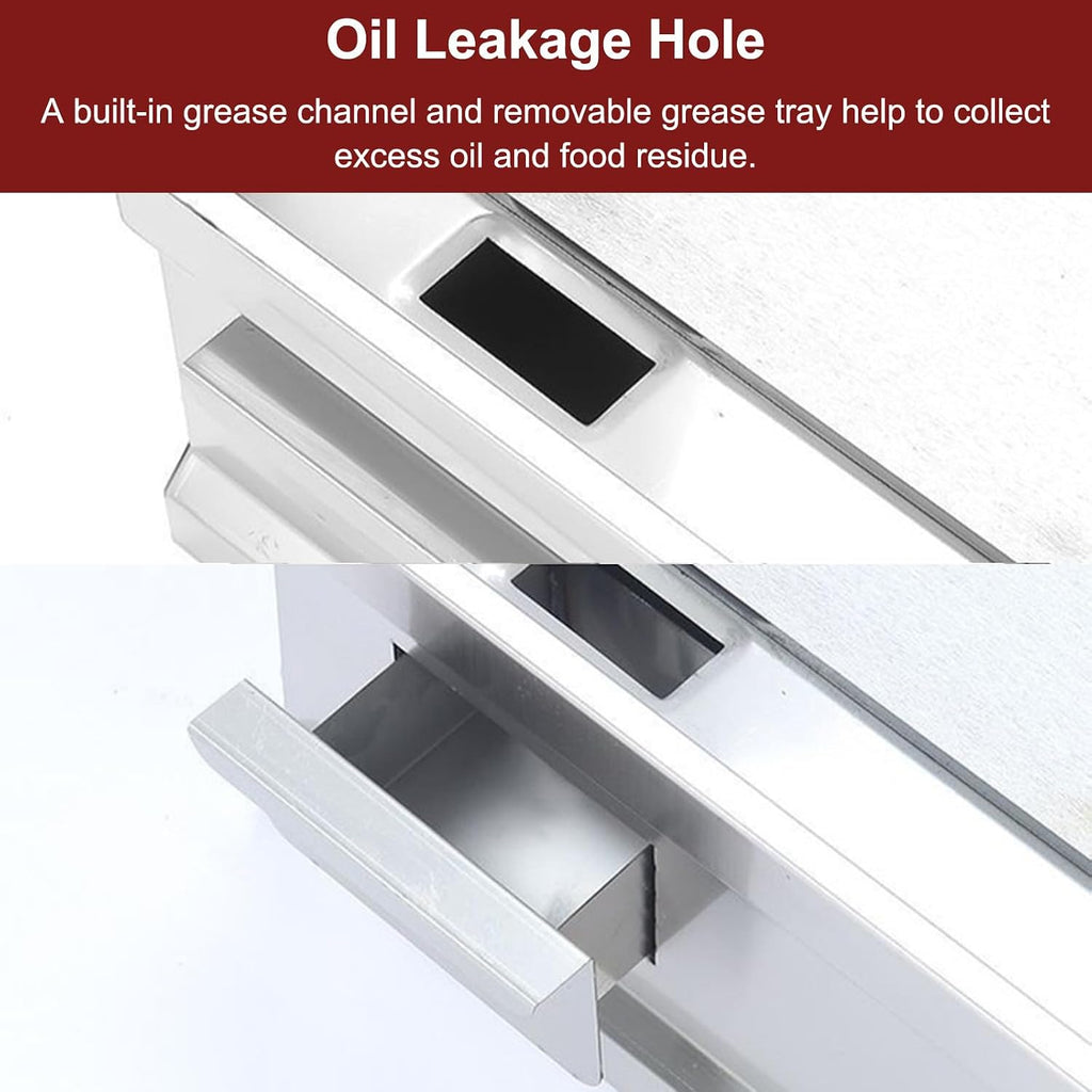 Indoor Electric Grills & Griddles, Flat Top Grill with Deep Fryer, Commercial Electric Griddle for Breakfast, Countertop Frying Pan,Large