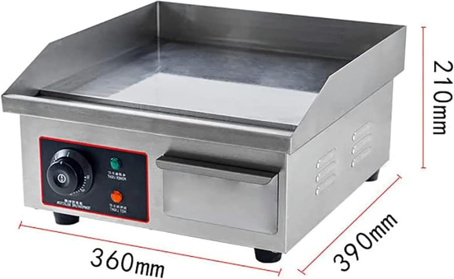 Countertop Flat Top Grill Hotplate, Commercial Electric Griddle, 50-300℃ Adjustable Temperature Teppanyaki for BBQ Cooking Steak, Pancakes