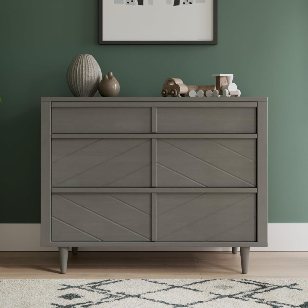 Child Craft Surrey Hill Design 4-in-1 Convertible Baby Crib Nursery Furniture Set, Baby Bed and 3 Drawer Dresser, for Babies, Toddlers and Kids Bedroom (2 Piece - Lunar Gray)