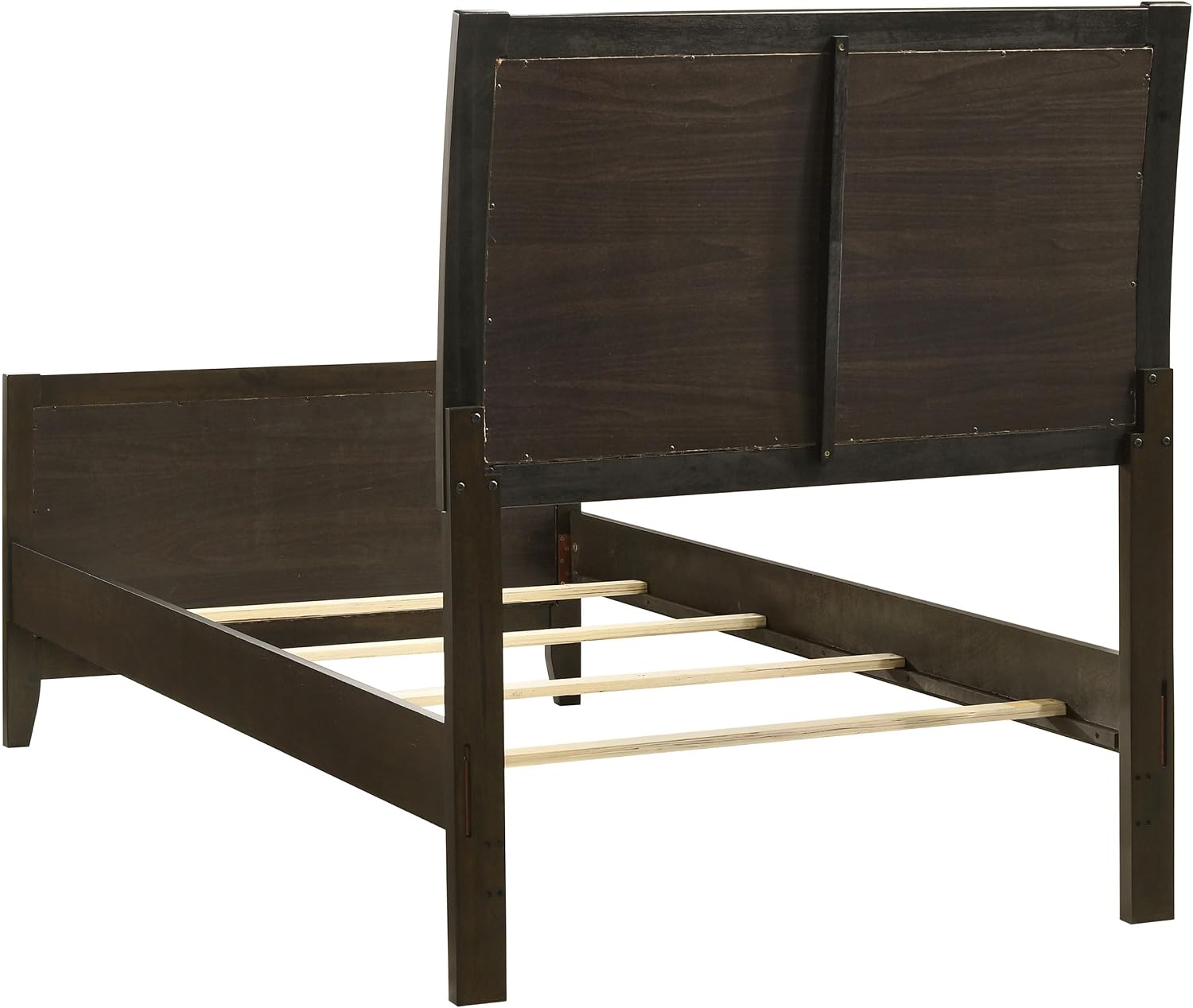 Coaster Home Furnishings Wilkes Transitional 5-Piece Bedroom Set Fabric Upholstered Twin Size Panel Bed Frame 51-inch Headboard Dark Cocoa 224421T-S5