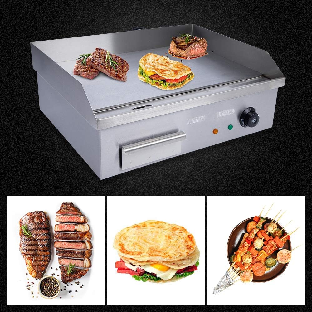 3000W Commercial Electric Griddle Flat Top Grill BBQ Restaurant Kitchen Teppanyaki Griddle, Commercial Table Top Griddle Electric Countertop Griddle Grill Hot Plate 122-572℉ Temperature Control