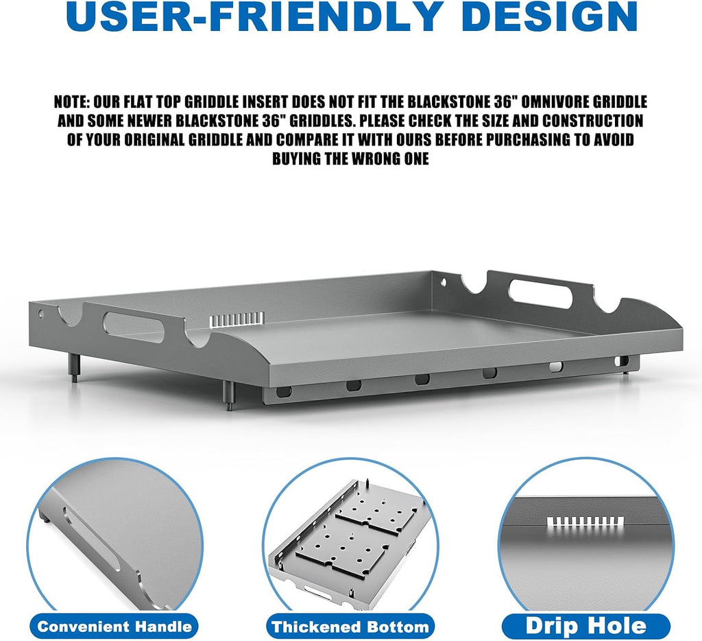 Flat Top Griddle for Blackstone 36 Inch Tabletop Griddle Heavy Duty Steel Grill Pan Replacement Top Part w/Rear Grease System for Blackstone 1565 1554 1560 1803 1818 1825 Accessories