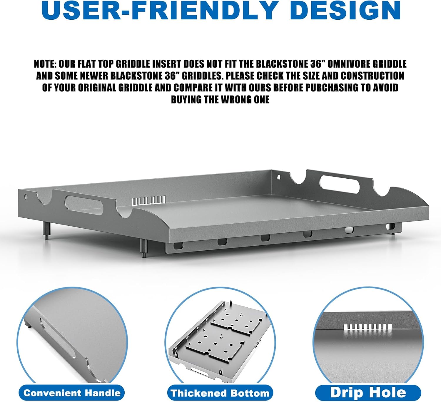 Flat Top Griddle for Blackstone 36 Inch Tabletop Griddle Heavy Duty Steel Grill Pan Replacement Top Part w/Rear Grease System for Blackstone 1565 1554 1560 1803 1818 1825 Accessories