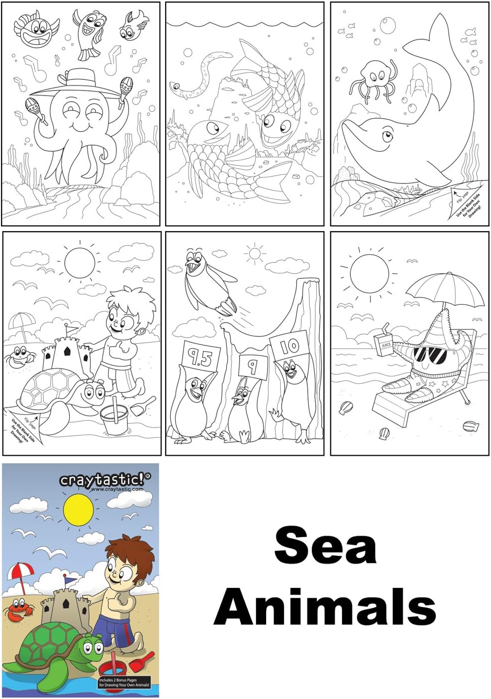 Craytastic! 576-Count Premium Bulk Coloring Books for Kids Variety Assortment Party Packs (160 Dinosaur, 160 Ocean and 160 Land Animals) 5' x 7' Each