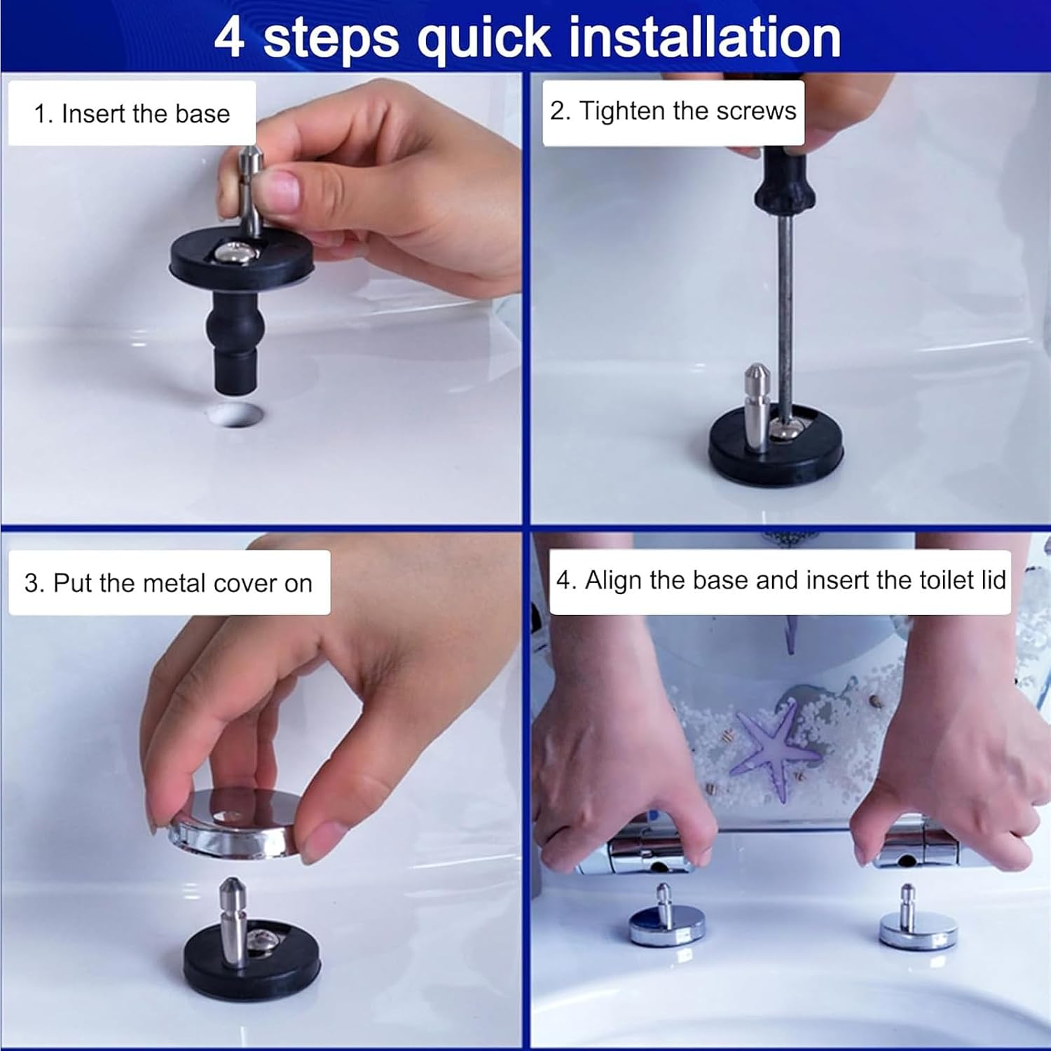 Standard Resin Toilet Seat Lid Round Toilet Seat Molded Toilet Seat with Quietly Close and Quick Release Hinges, Easy to Install Also Easy to Clean