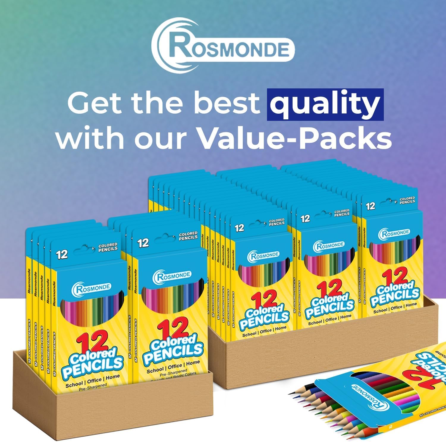 Rosmonde Bulk Colored Pencils 500 Pack (6000 Pencils), Pre Sharpened 12 Color Set, Easy Hold Classroom Art Supplies, Perfect for Schools, Teachers, Drawing, Crafts & Back-to-School Projects
