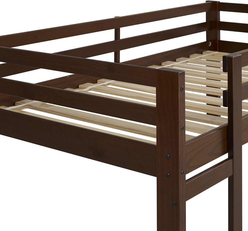 Walker Edison Alexander Classic Solid Wood Stackable Jr Twin Over Twin Bunk Bed, Twin Over Twin, Walnut
