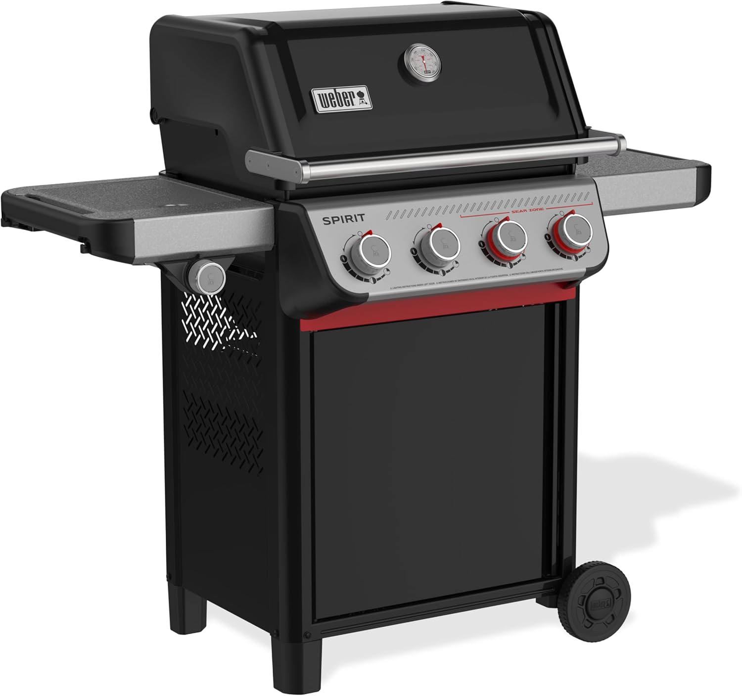 Weber Spirit E-435 Liquid Propane Gas Grill for Outdoor Cooking, 4 Burners and 1 Side Burner, Black – Porcelain-Enameled Cast-Iron Grates, 2 Boost Burners, Sear Zone