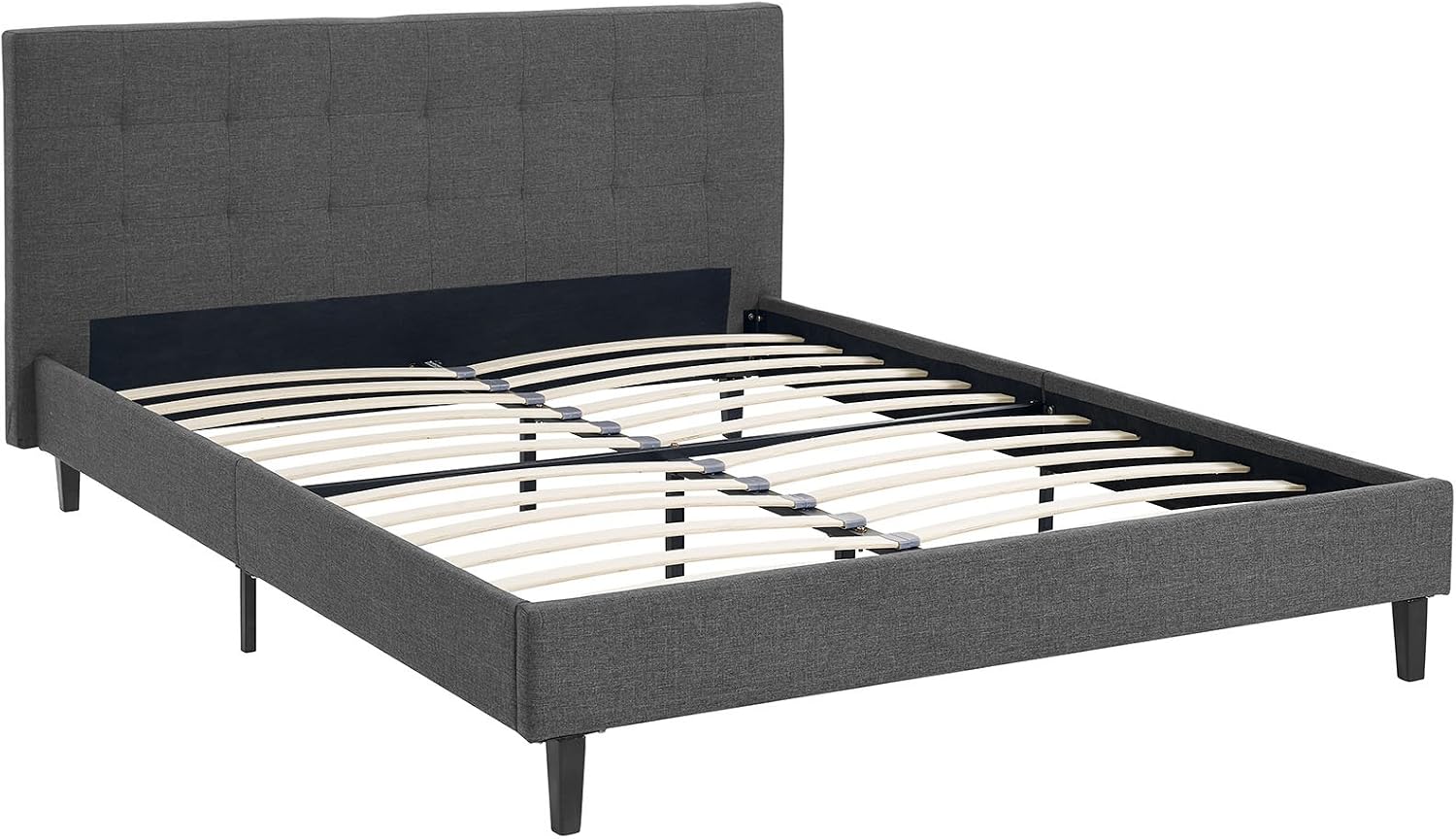 Modway Linnea Upholstered Gray Queen Platform Bed with Wood Slat Support