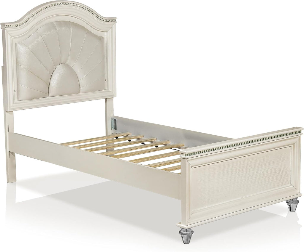 Furniture of America FOA Devado Contemporary 3-Piece White Wood Bedroom Set - Twin + 2 Nightstands