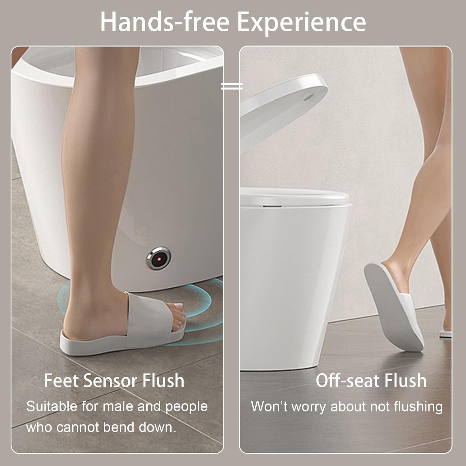 Smart Toilet with Heated Bidet Seat, One Piece Bidet Toilet for Bathrooms, AUTO Open/Close Lid/Flush, Feet Sensor Operation, Bidet Toilet with Dryer and Warm Water, Tankless Toilet in 1.28GPF (C)