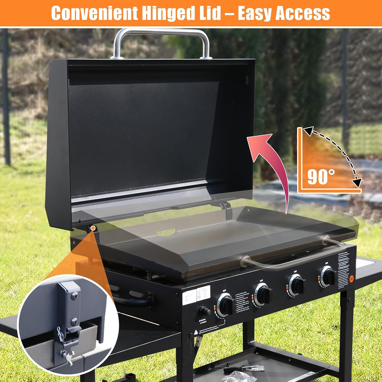 Griddle Lid for 36' Blackstone Griddle, Back-hinged Design Hard Cover with Durable Handle – Heat Retaining, Fits 36' Griddles Models 1554 1863 1825 1818 1565 1560 and Other 36' Griddles