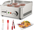13.7' Electric Griddle, Commercial Electric Countertop Griddle Grill, Non-Stick Stainless Steel Flat Top Grills for Kitchen Restaurant Indoor with Adjustable Temperature Control 2000W 220V